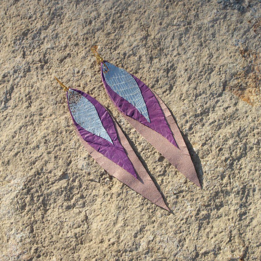 Pendientes de cuero Malva de Vimanca Studio
